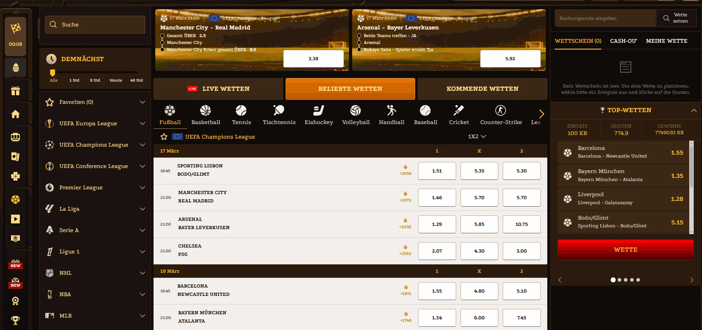 Lizaro Sportwetten Übersicht