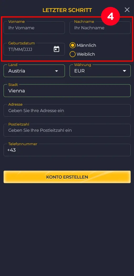 Rolling Slots persönliche Daten eingeben