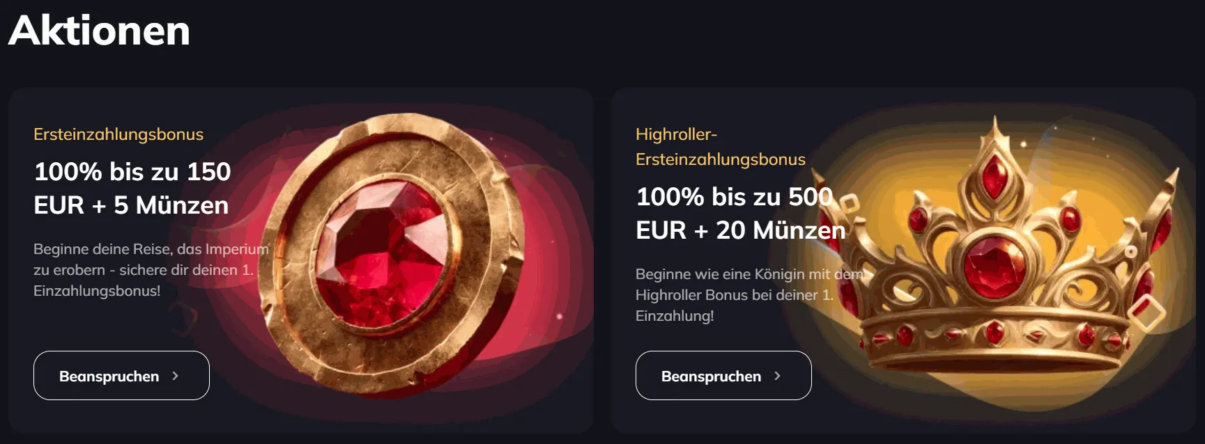 Spin Empire Bonus erste Einzahlung Angebot