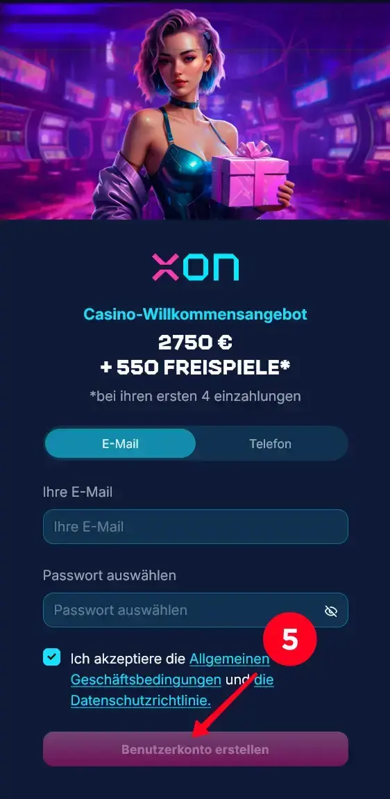 XonBet Anmeldung Konto erstellen