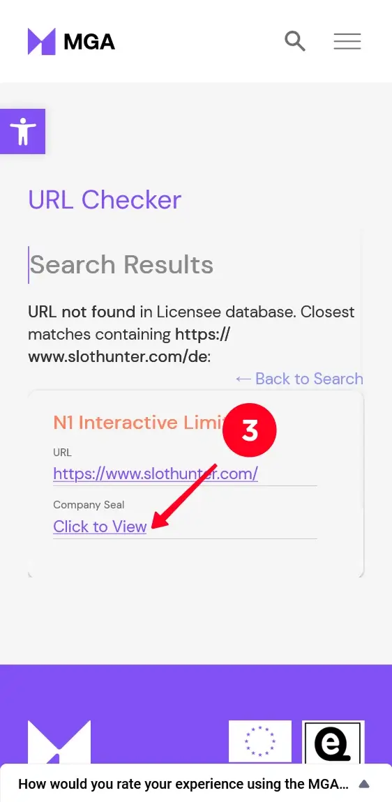 MGA-Lizenz Siegel Verweis