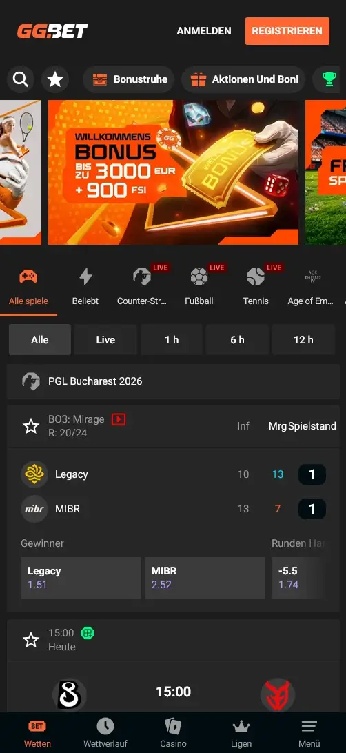 GG.BET Sportwetten App für mobile Wetten und Live Spiele