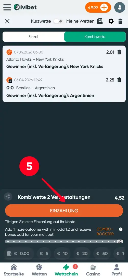 Einzahlung für NBA Wetten bei Ivibet durchführen