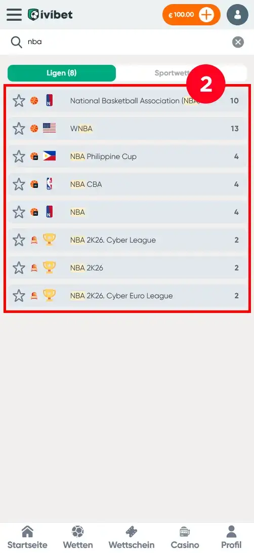 NBA Liga Auswahl bei Ivibet