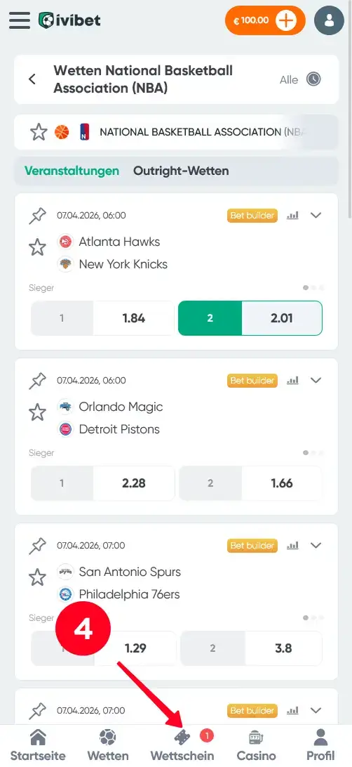 Einzahlung für NBA Wetten bei Ivibet durchführen