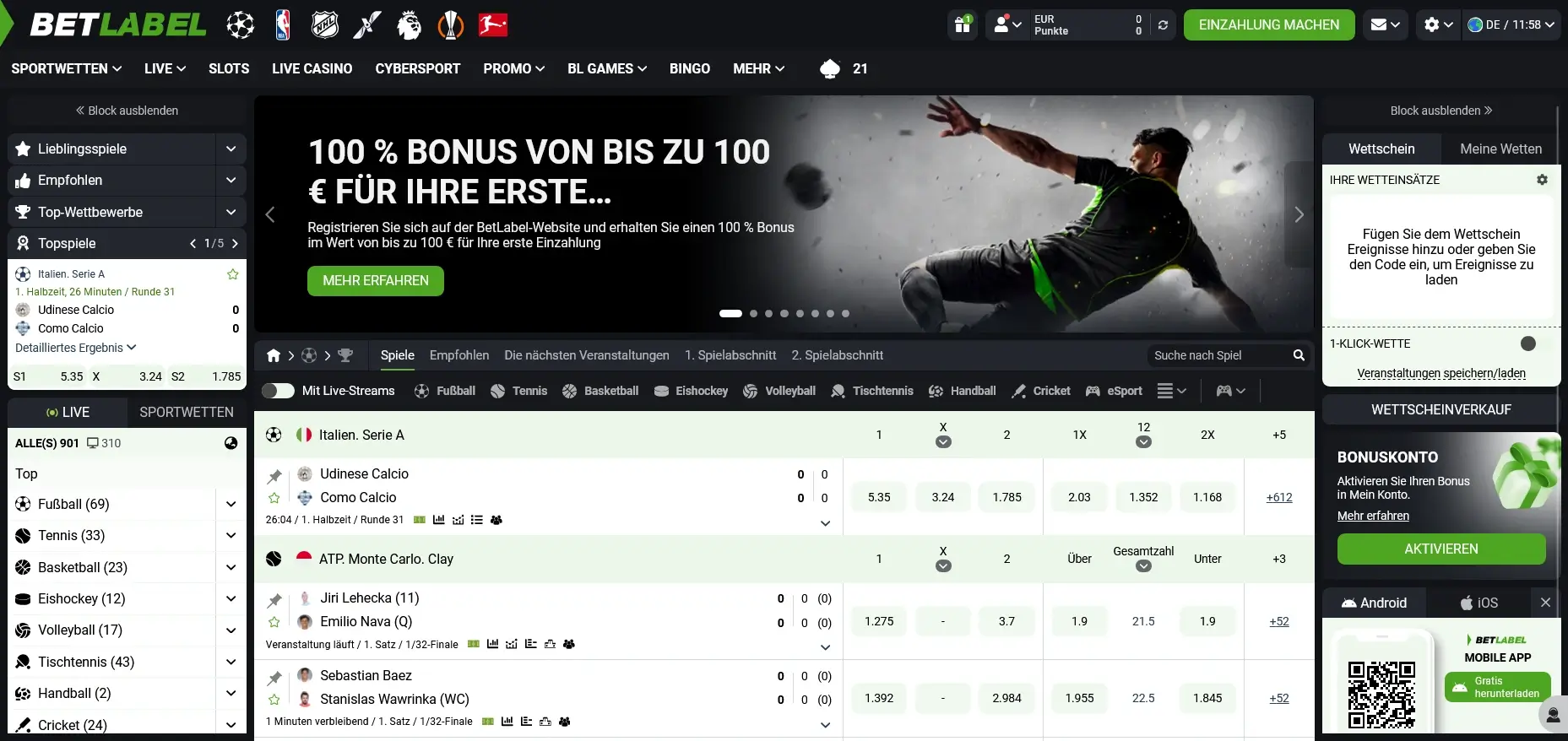 BetLabel neuer Wettanbieter mit Live Wetten und Willkommensbonus