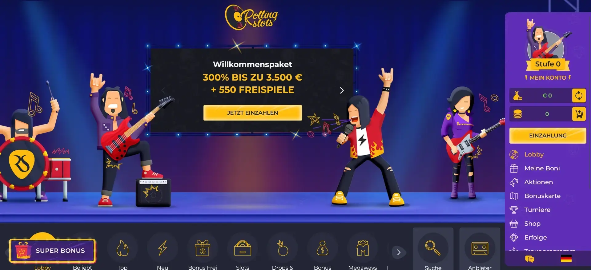 Rolling Slots Casino ohne Limit Bonus