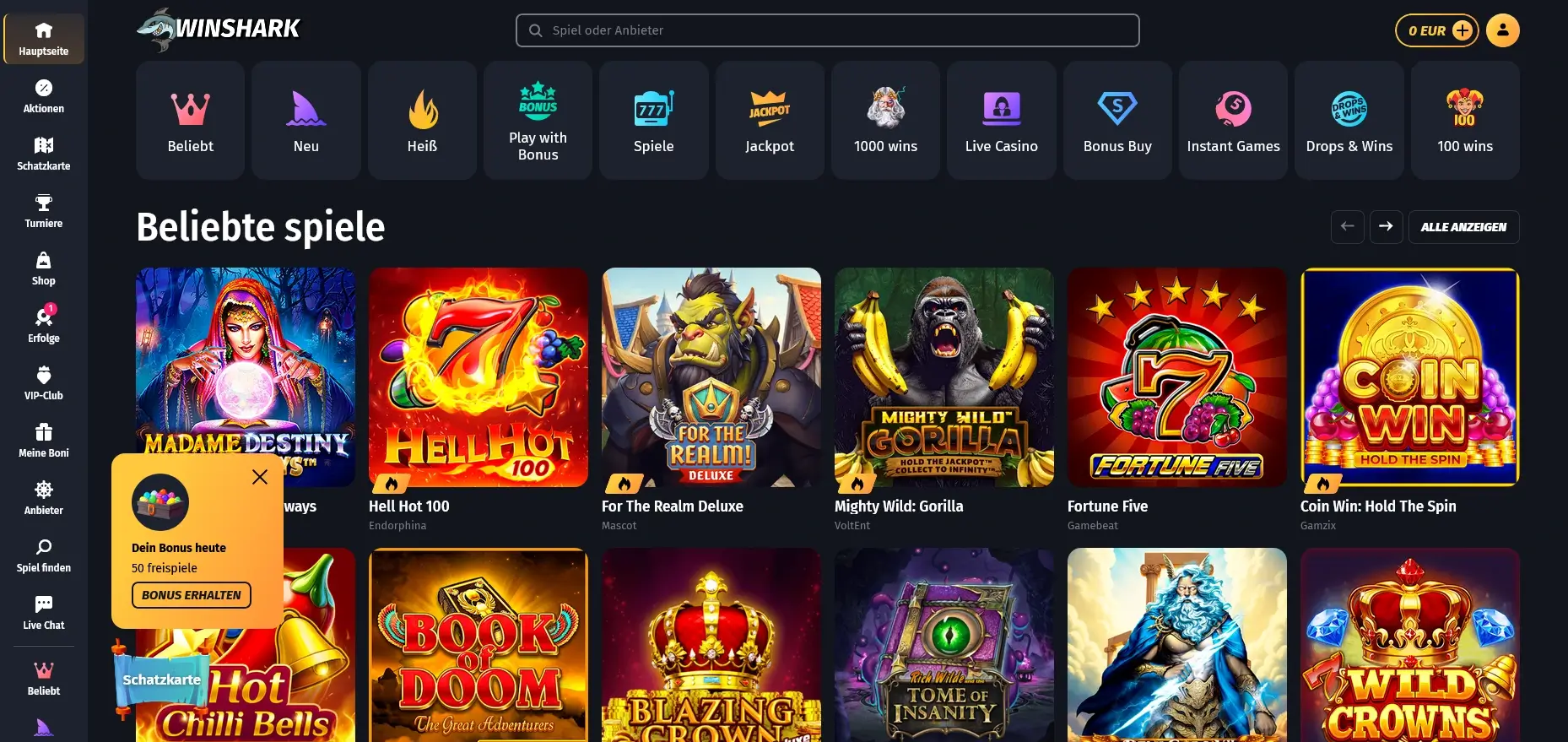 Casinospiele im WinShark iPad Casino