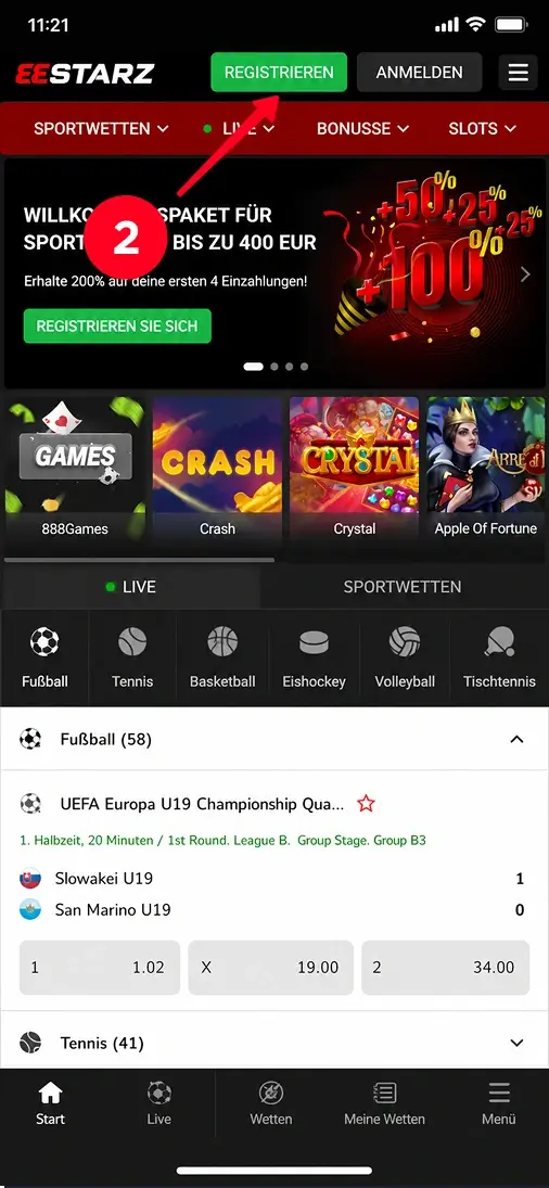 Registrierung im 888Starz PayDo Casino
