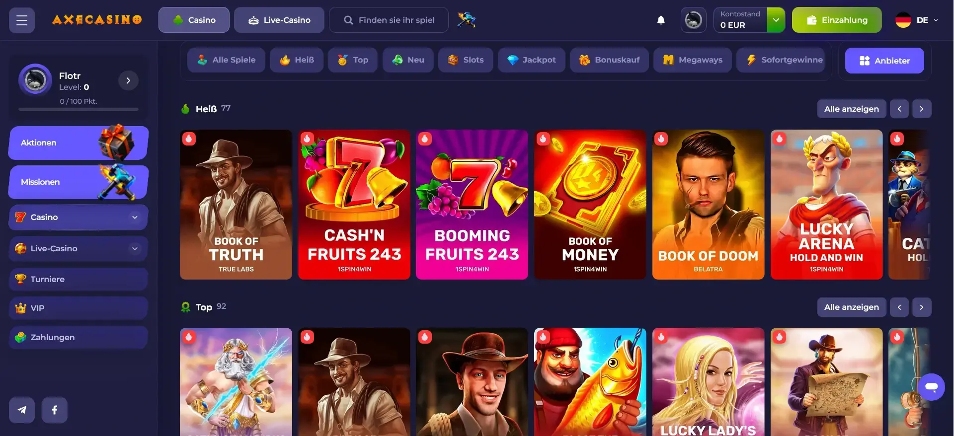 Spielothek im Axe Casino entdecken