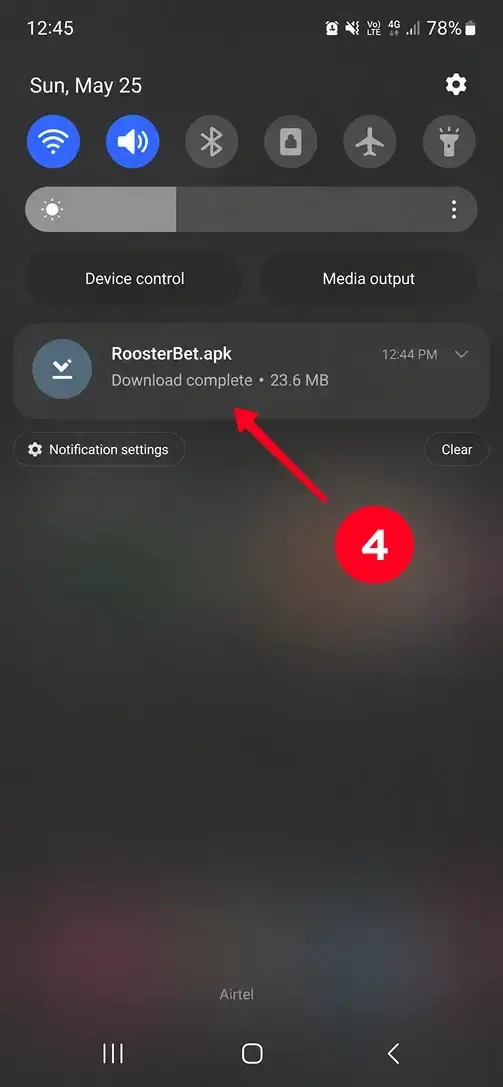 APK Datei der Casino App erfolgreich heruntergeladen