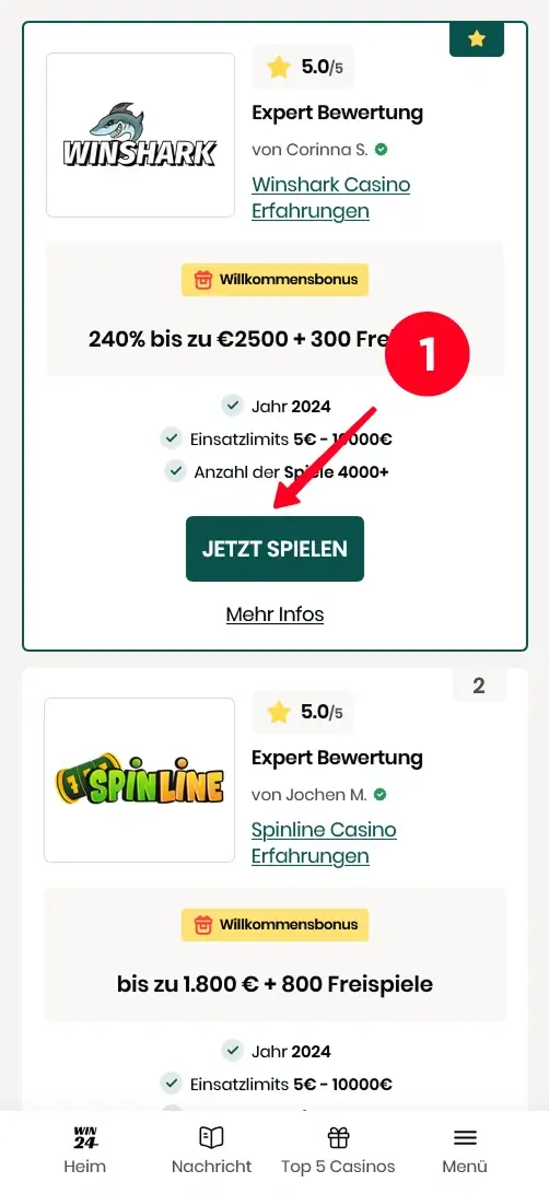 Winshark Casino für Dogecoin wählen