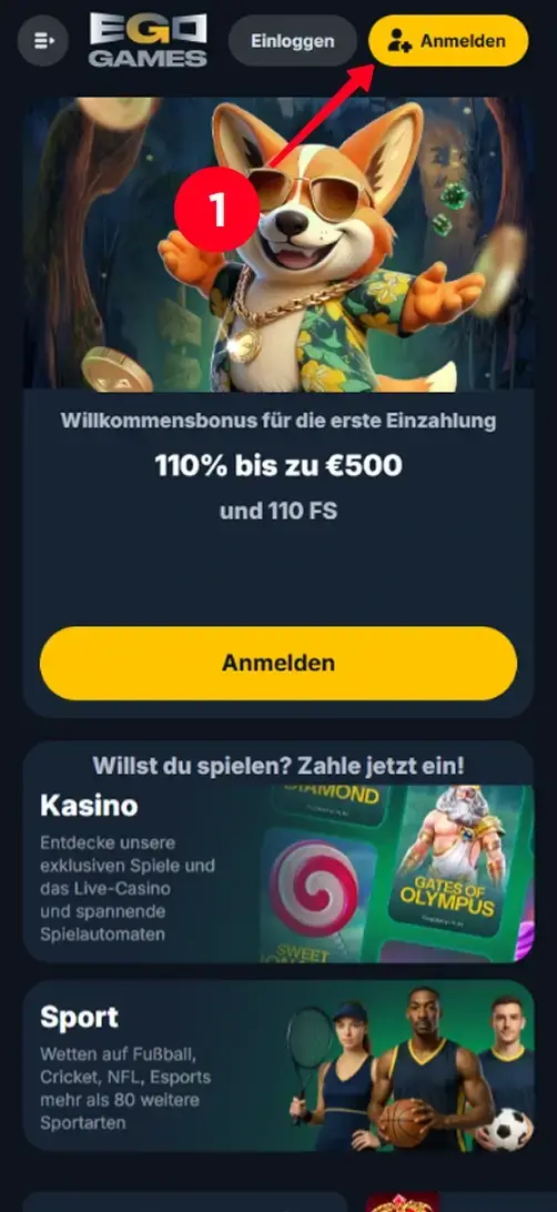 EgoGames Casino Registrierung Start