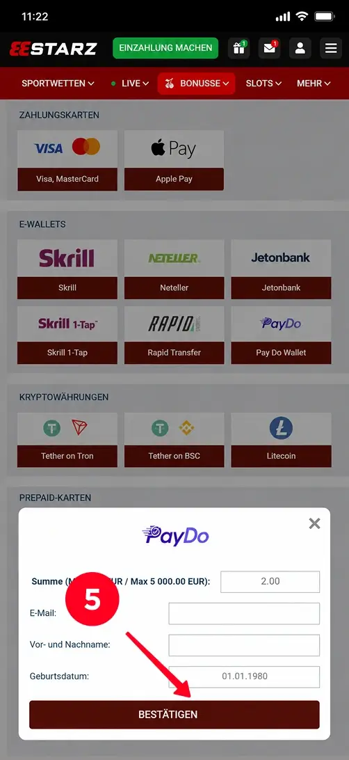 PayDo Casino Zahlung im 888Starz