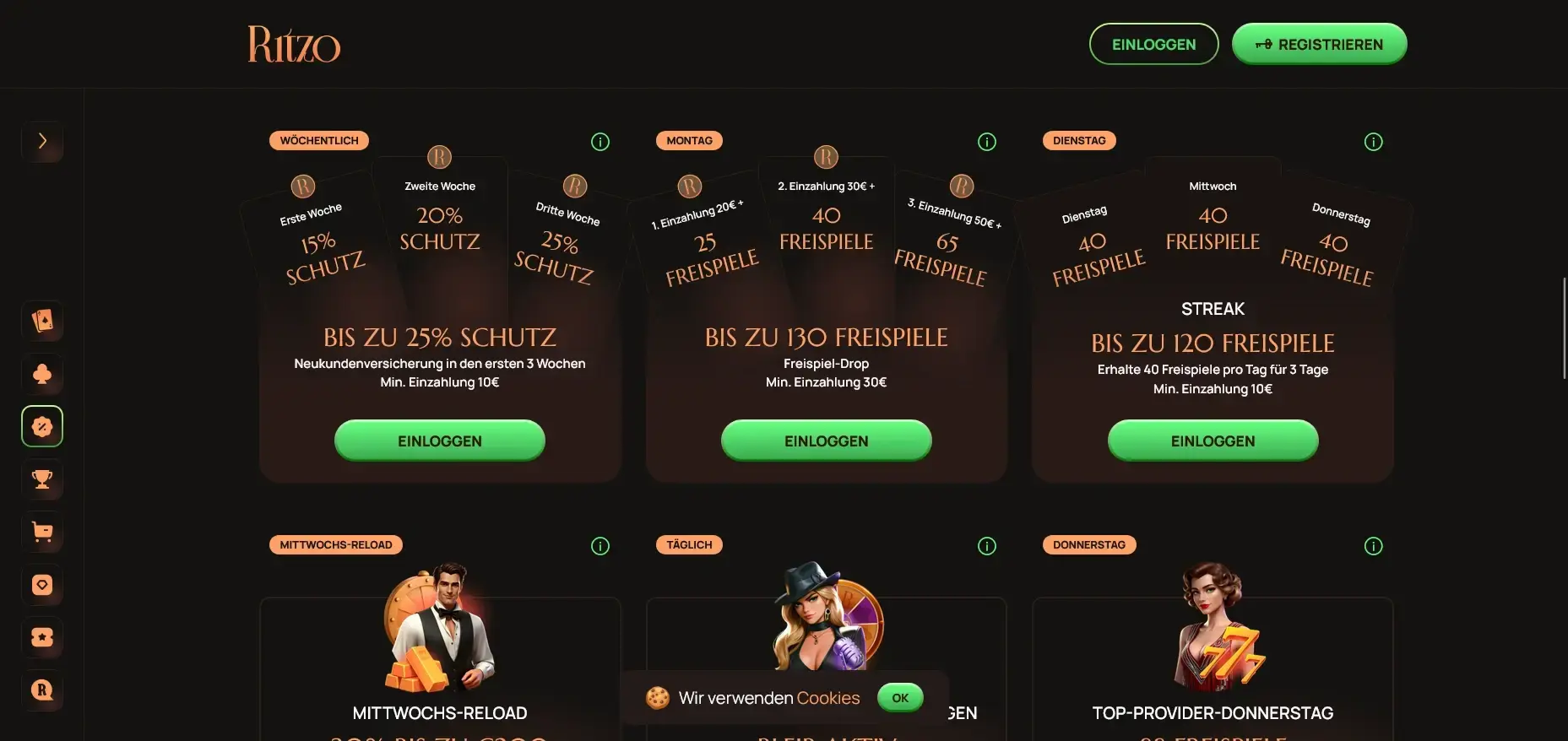 Ritzo Casino Bonus Code mit Freispiele und Cashback Bonus