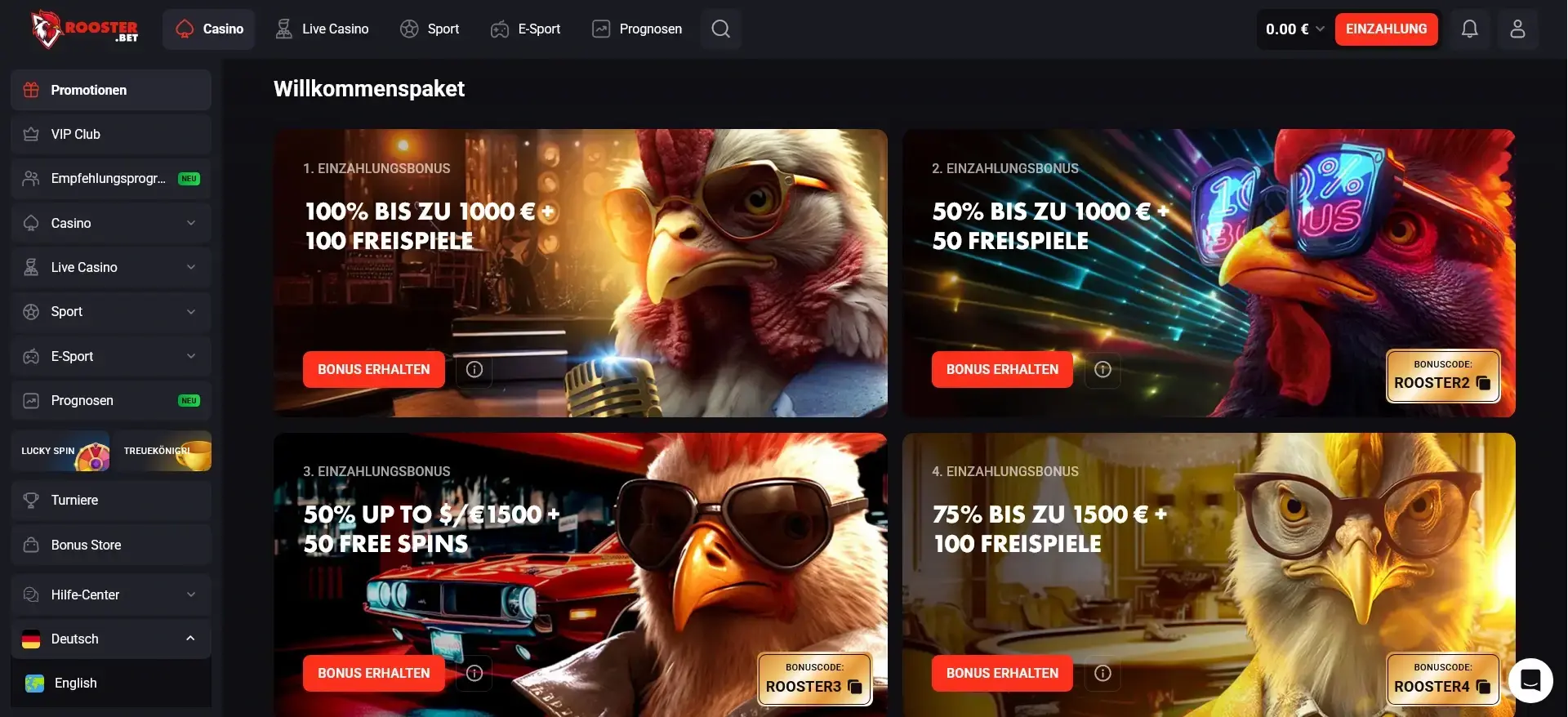 Bonusaktionen bei Rooster Bet Casino