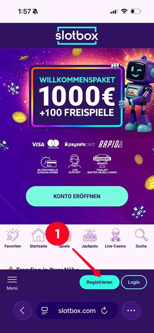 Slotbox Casino Registrierung Start