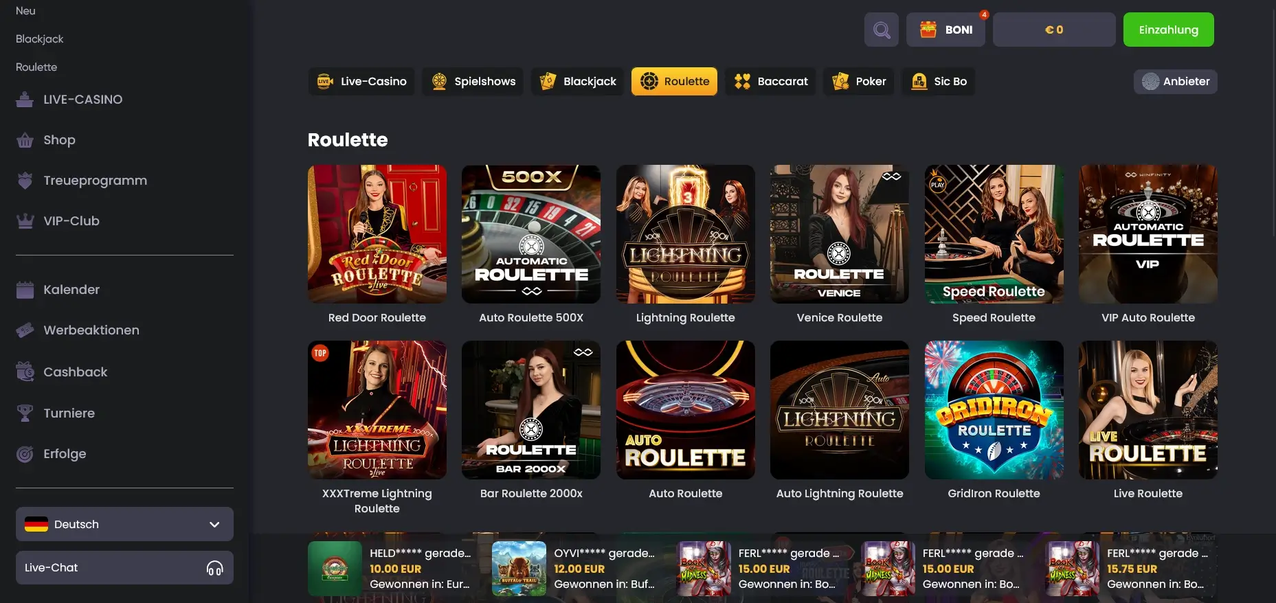 Spinline Roulette Live-Spiele