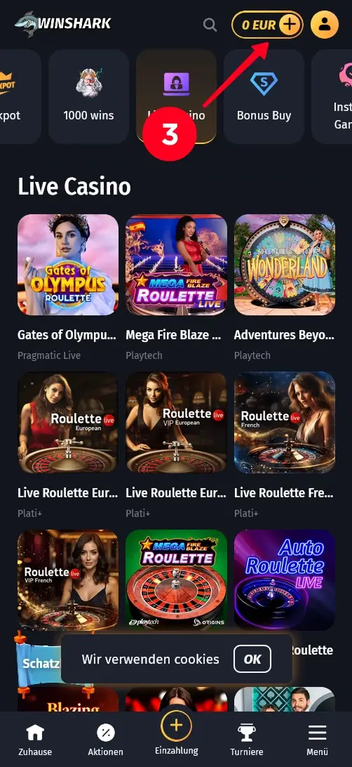 Winshark Doge Casino Einzahlung