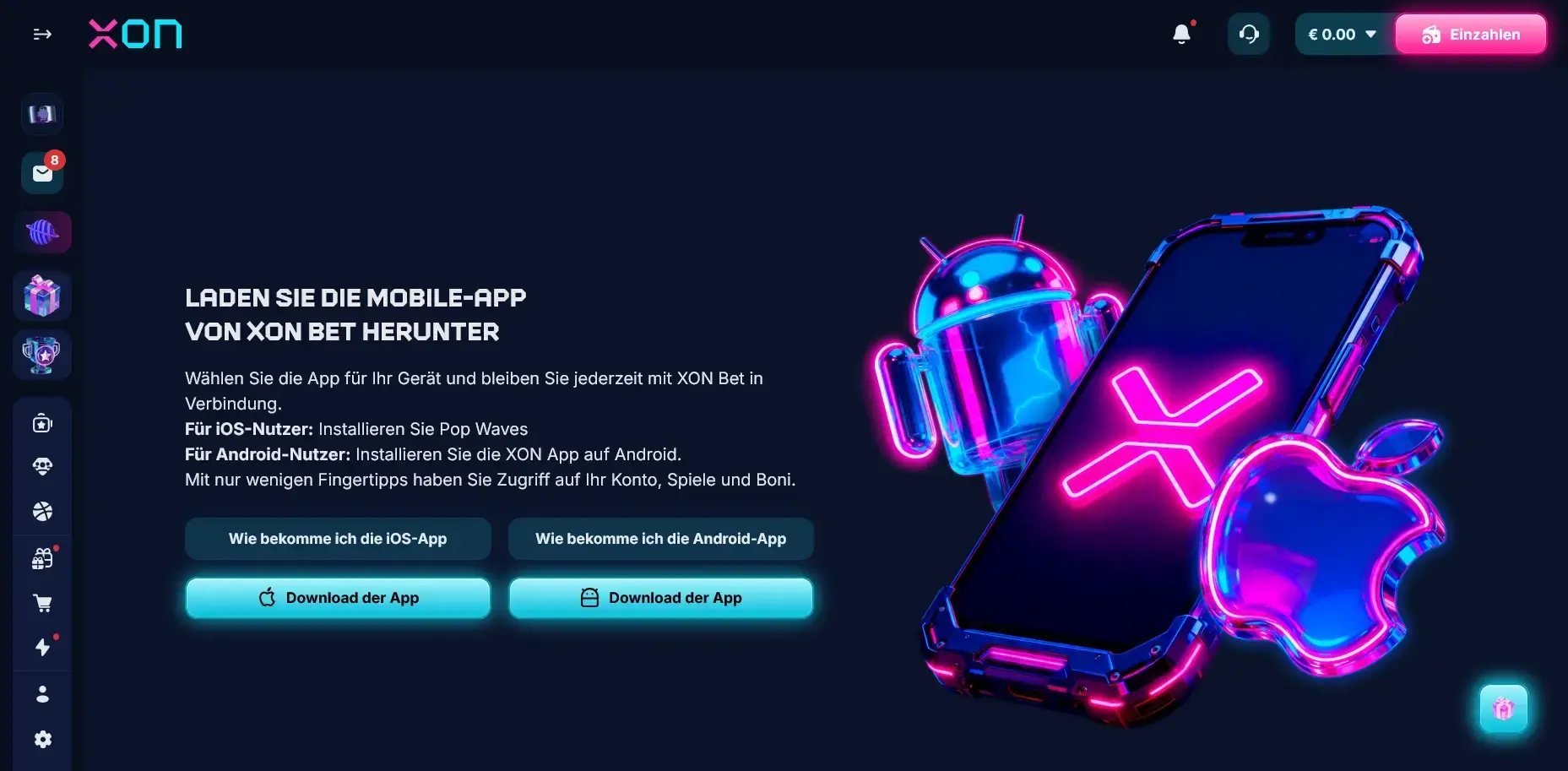 XON Bet Mobile App für Android und iOS herunterladen