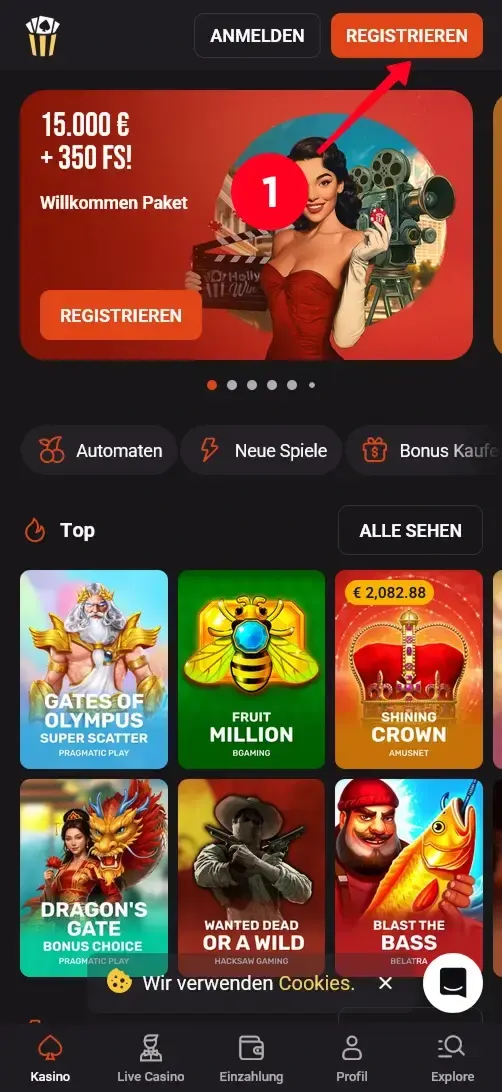 Hollywin Casino Registrierung