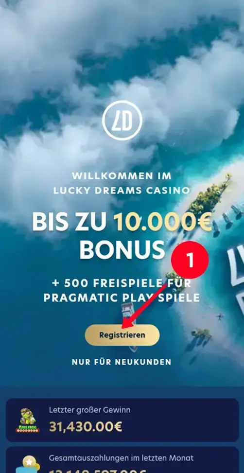 Registrierung im Lucky Dreams Casino