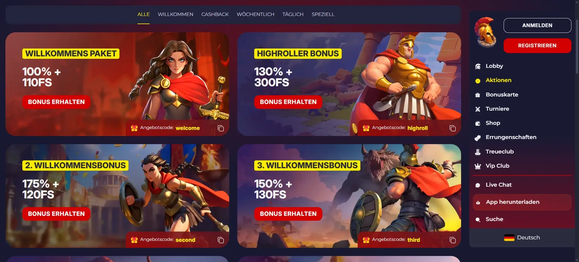 Slota Casino Bonusangebote mit Freispielen