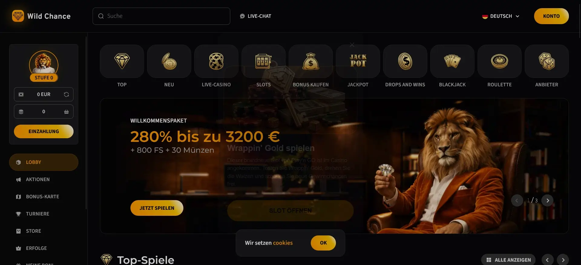 Wild Chance serioses Online Casino mit Willkommensbonus