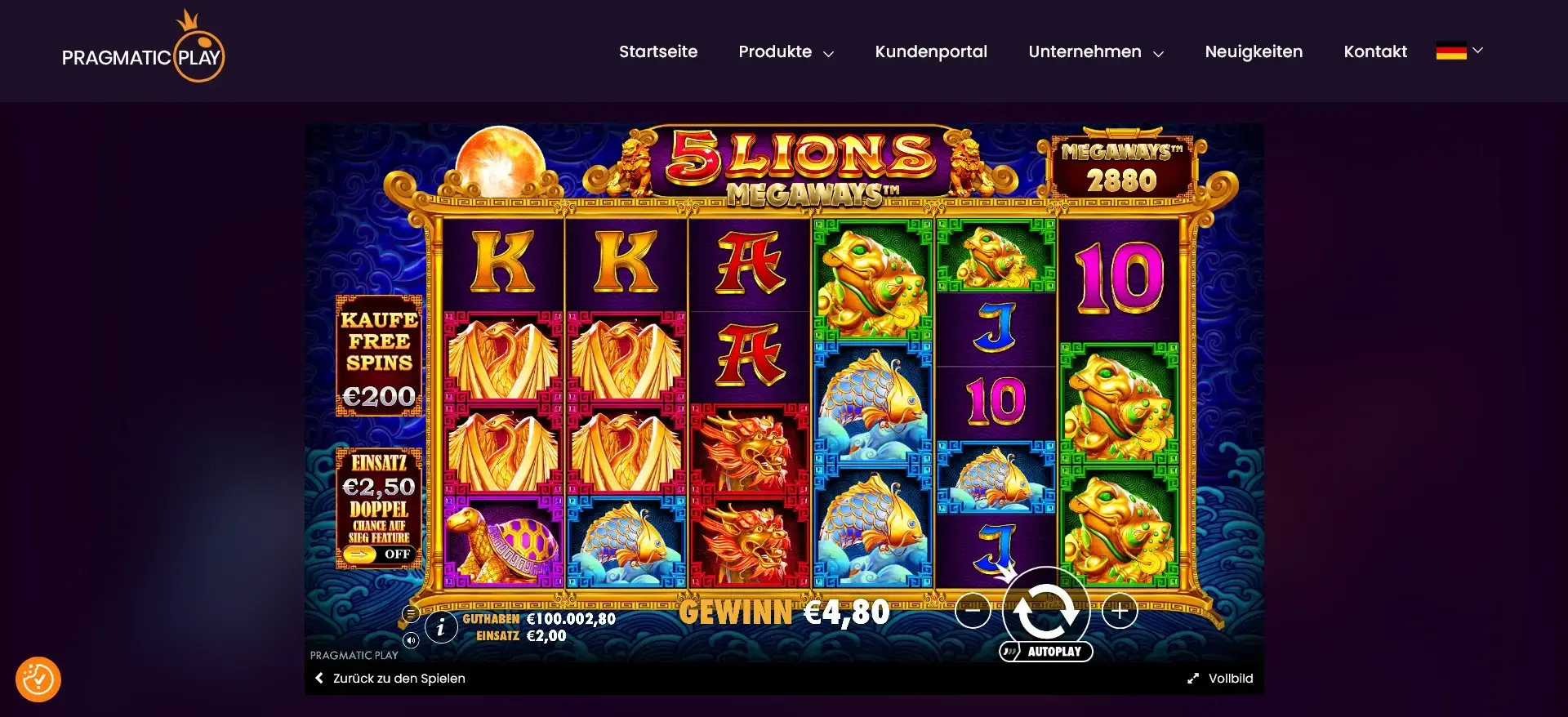 5 Lions Megaways Slot von Pragmatic Play