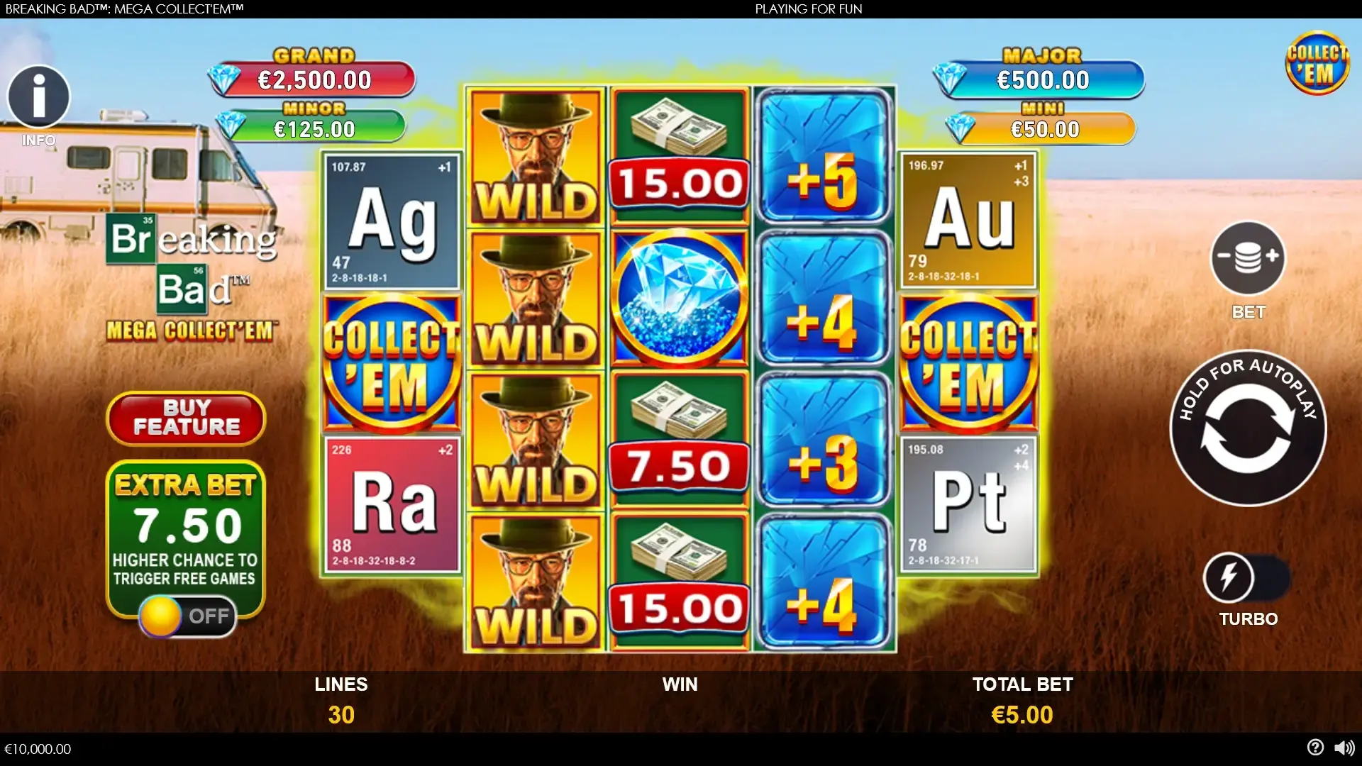 Breaking Bad Mega Collectem von Playtech mit Wild-Symbolen und vier Jackpot-Stufen Playtech Slot Breaking Bad Mega Collectem