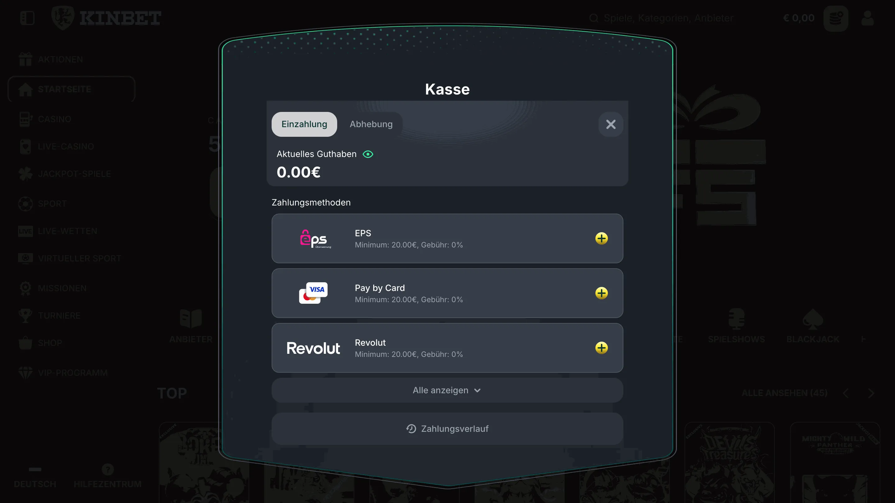 Kinbet EPS Casino Österreich Kinbet Casino mit EPS