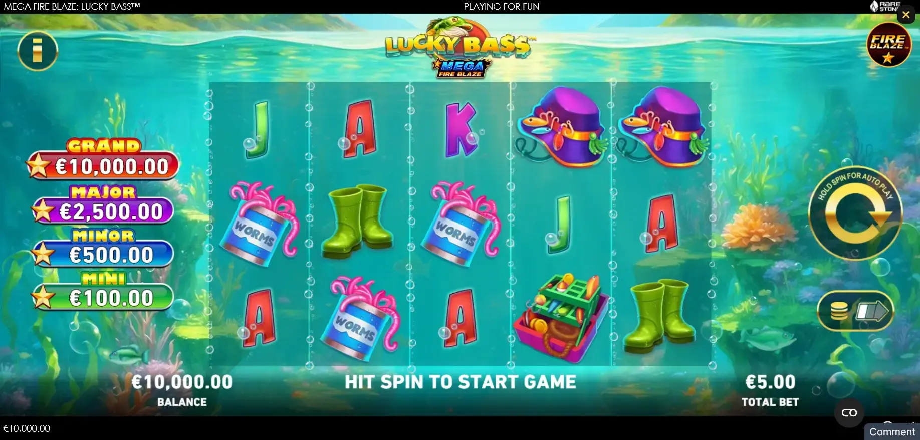 Lucky Bass aus der Mega Fire Blaze Reihe von Playtech mit Angelmotiv und vier Jackpot-Stufen Playtech Slot Mega Fire Blaze Lucky Bass
