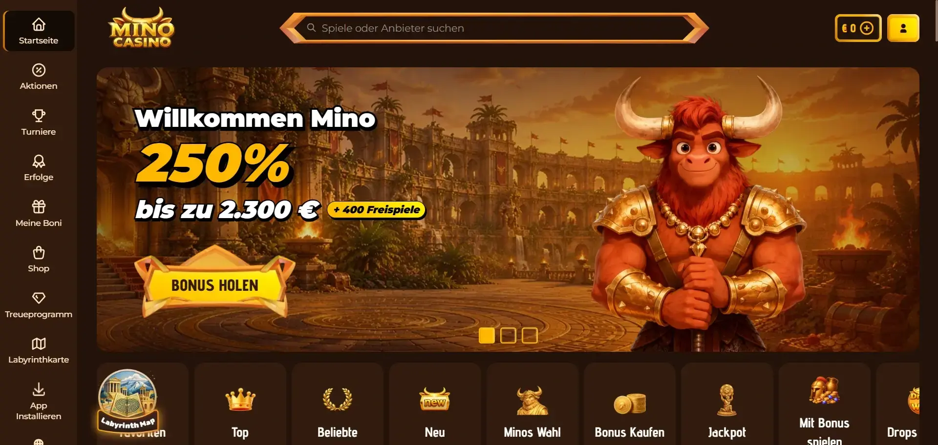 Mino Online Casino ohne Limit mit Bonusangebot