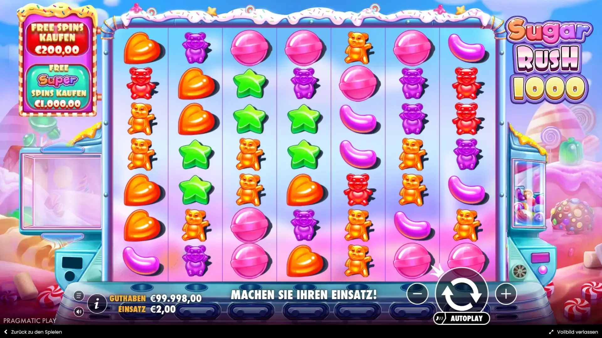 Walzen und Symbole bei Sugar Rush 1000