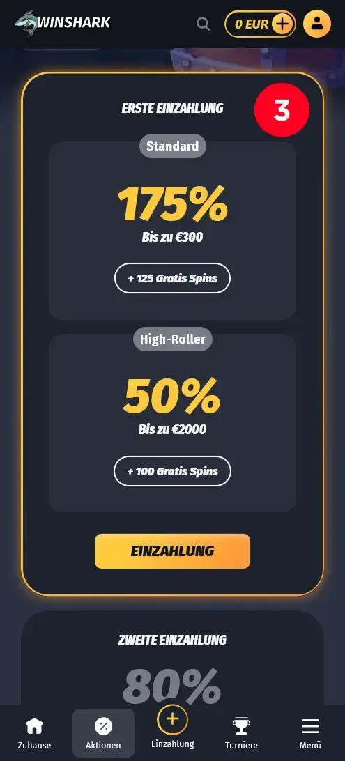 WinShark Einzahlungsbonus für 5 Lions Megaways