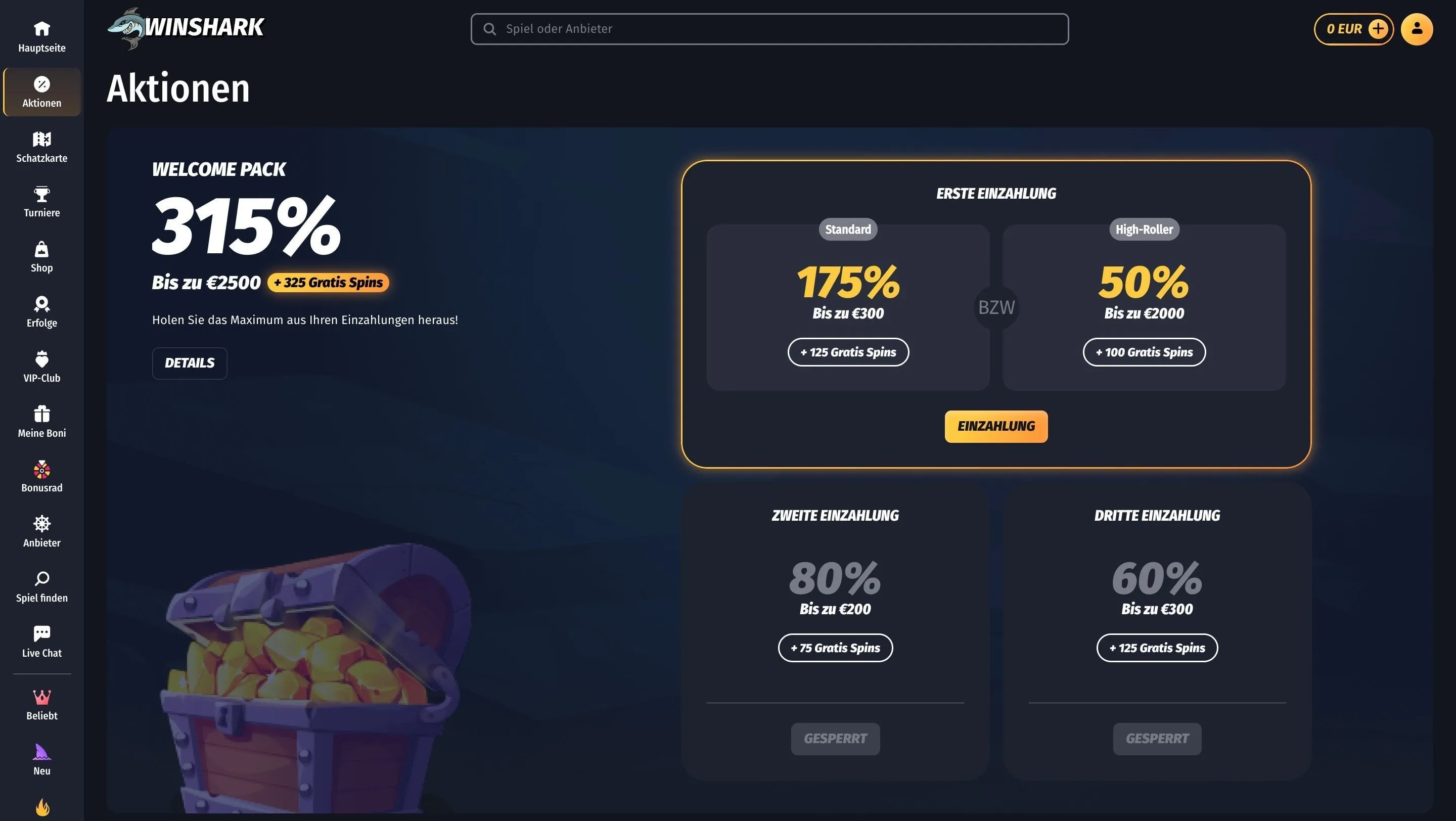 Winshark Casino mit lastschrift bezahlen