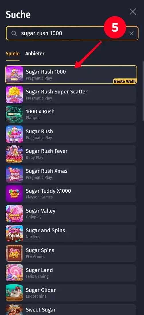 Suche nach Sugar Rush 1000 bei WinShark