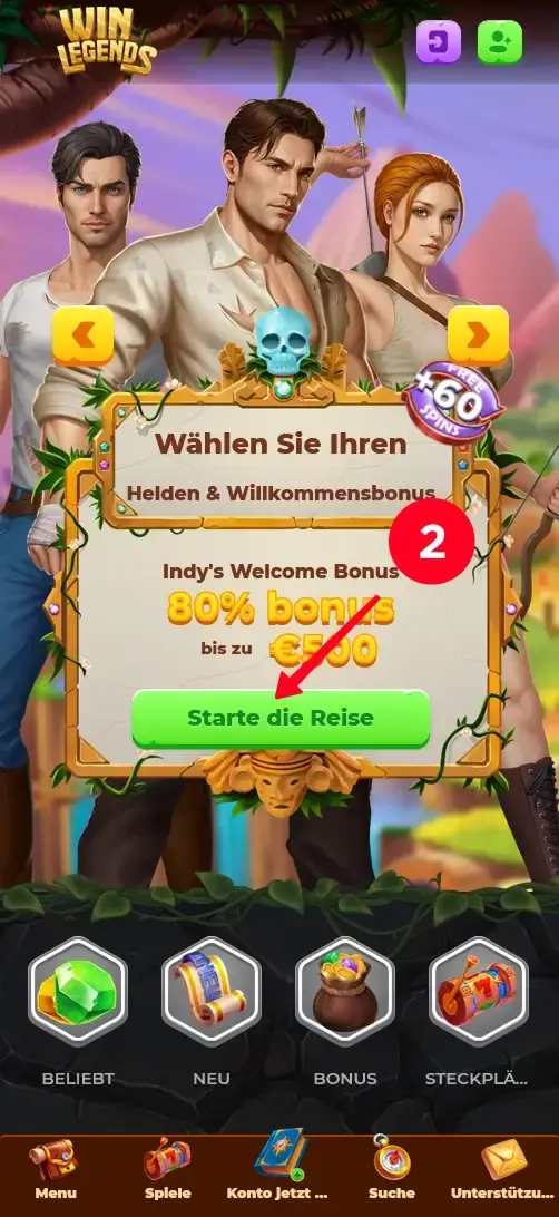 Online Casino Bonusauswahl für 10 Freispiele ohne Einzahlung
