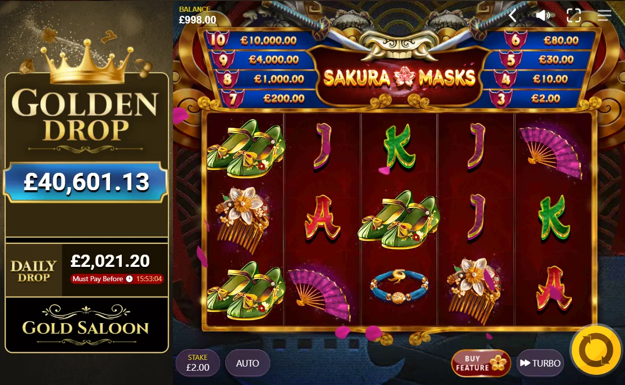 Sakura Masks Spielautomaten von Red Tiger Gaming
